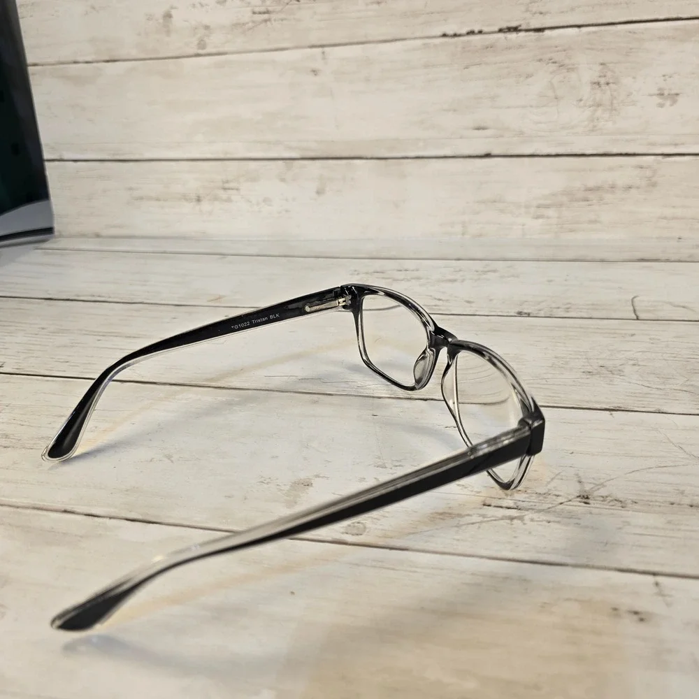 Foster Grant Tristan BLK Rectangular Eyeglasses Black Crystal Clear TG1022 52-18